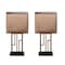 Quickway Imports Decorative Metal Table Lamp w/Gold Modern Stand and Brown Silk Lampshade 17 Inch, 2PK QI004583.2 - alternate 1